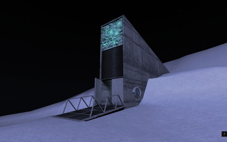 Modélisation 3D du Global Seed Vault, bunker de semences.